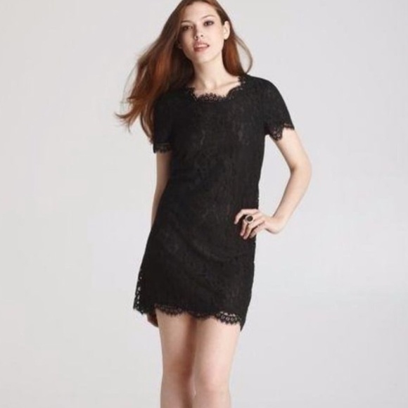 Joie Susina Short Sleeve Lace Sheath Dress‎ in Black Size Extra Small - Picture 1 of 6